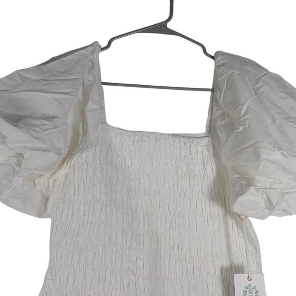 New Tuckernuck Hyacinth House White Smocked Puff Sleeve Catarina Dress M 1741-20 - Picture 8 of 14